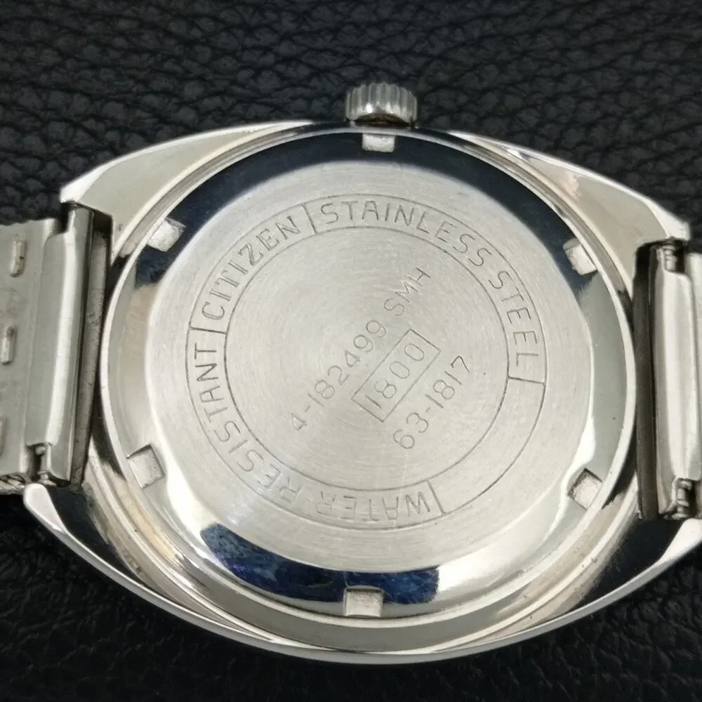 Vintage 1980 Citizen Manual Wound Mens Silver Watch W/Date & Gold accents